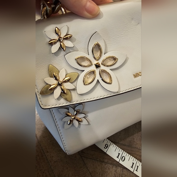 STUNNING MICHAEL KORS AVA WHITE LEATHER FLORAL HANDBAG - Picture 12 of 12